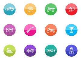 Rally related icons in color circles illustration vector