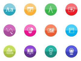 Printing and graphic design icon in color circles illustration vector