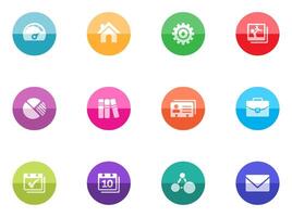 A set icons for mobile apps or personal website in color circles illustration vector