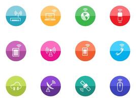 Wireless technology icon in color circles illustration vector