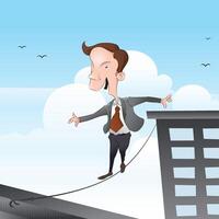 A businessman crossing to other building using tightrope illustration vector
