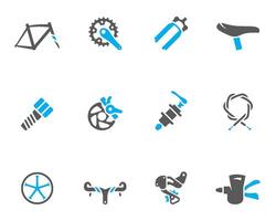 Bicycle part icons in duo tone colors illustration vector