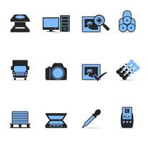 Printing and graphic design icon set in duo tone colors illustration vector
