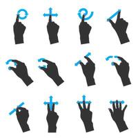 Track pad gestures in duo tone color illustration vector