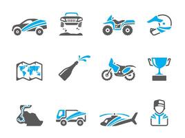 Rally related icons in duo tone colors illustration vector