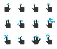 Touch pad gestures icons in duo tone color illustration vector