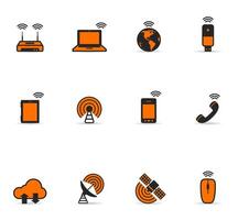 Wireless technology icon set in duo tone color illustrations vector
