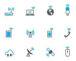Wireless technology icon set in duo tone color illustration vector