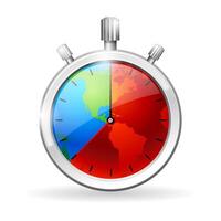 Clock with world map illustration vector