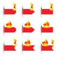 flaming website labels illustration vector