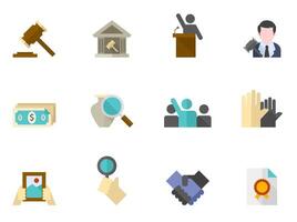 Auction icons in flat color illustration vector