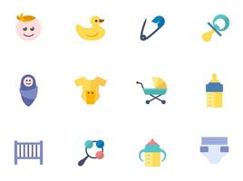Babies icons in flat color illustration vector