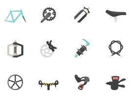 Bicycle part icons in flat colors illustration vector