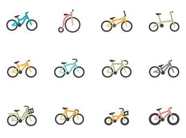 Bicycle type icons in flat colors illustration vector