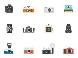 Camera icons in flat color illustration vector