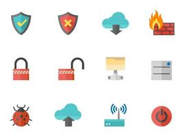 flat colors computer network icons vector
