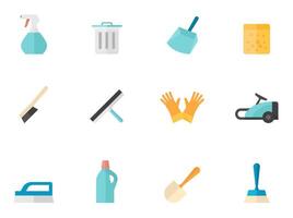 Cleaning tool icon in flat color illustration vector