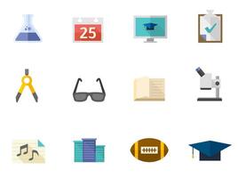 More school icon in flat color illustration vector