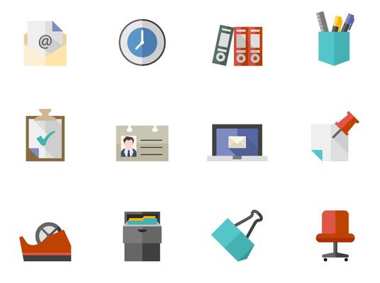 Office icon in flat color illustration