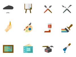 Artist icons in flat color illustration vector