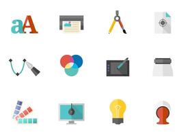 Printing and graphic design icon in flat color illustration vector