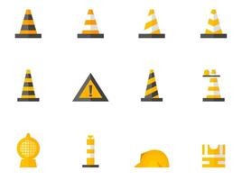 Traffic warning sign icon in flat color illustration vector