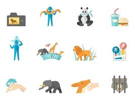 Zoo icons in flat colorvector illustration illustration vector