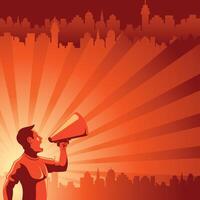 man shouting using a loudspaker illustration vector