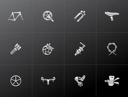 Bicycle part icons in metallic style illustration vector