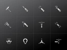 Bicycle tools icon in metallic style illustration vector