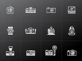 Camera icons in metallic style illustration vector