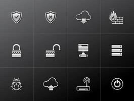 Computer network icon in metallic style illustrations vector