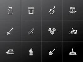 Cleaning tool icon in metallic style illustration vector