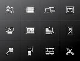 Computer network icon in metallic style illustration vector