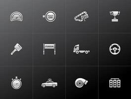 Auto racing icon in metallic style illustration vector