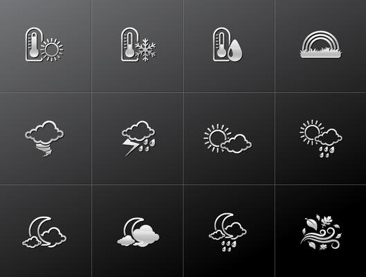 More weather icon in metallic style illustration