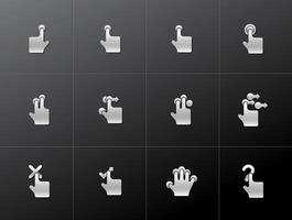 Touch pad gestures icons in metallic style illustration vector