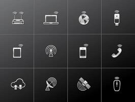 Wireless technology icon in metallic style illustration vector