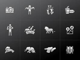 Zoo icons in metallic style illustration vector