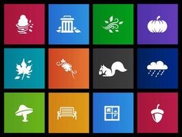 Autumn icons in Metro UI illustration vector
