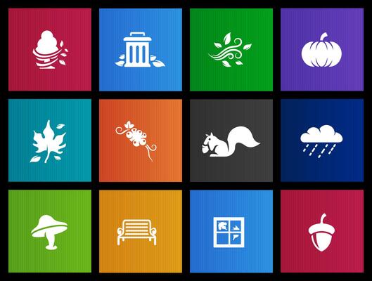 Autumn icons in Metro UI illustration