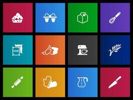 Baking icons in Metro UI illustration vector