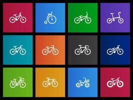 Bicycle type icons in Metro UI illustration vector