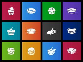 Cakes icons in Metro UI illustration vector