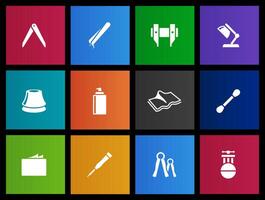 Camera repair tool icons in Metro UI illustration vector
