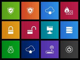 Computer network icons in Metro UI illustration vector