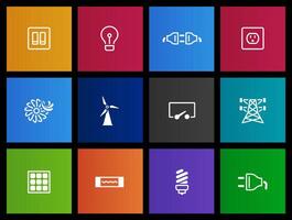 Electricity icons in Metro UI illustration vector
