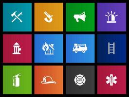 Fire fighter icons in Metro UI illustration vector