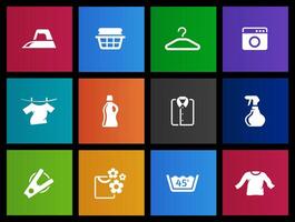 Laundry icons in Metro UI illustration vector