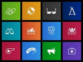 Lifeguard icons in Metro UI illustration vector